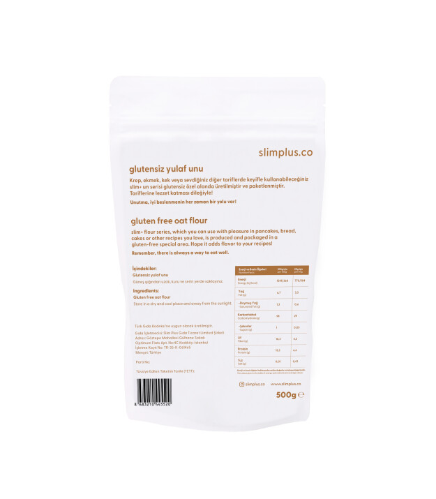 SlimPlus Co Glütensiz Yulaf Unu