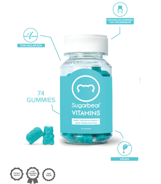 Sugarbear Hair Vitamins - Sa&ccedil; Vitamini (74 Adet)