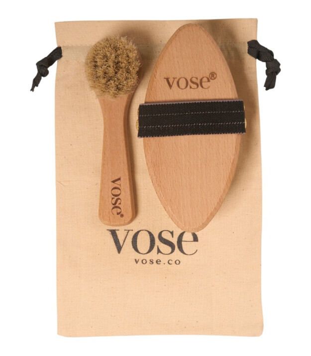 Vose Doğal At Kılı Fırça Set // Yüz Fırçası - Selülit (Black Rose)