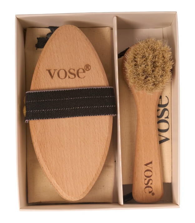 Vose Doğal At Kılı Fırça Set // Yüz Fırçası - Selülit (Black Rose)