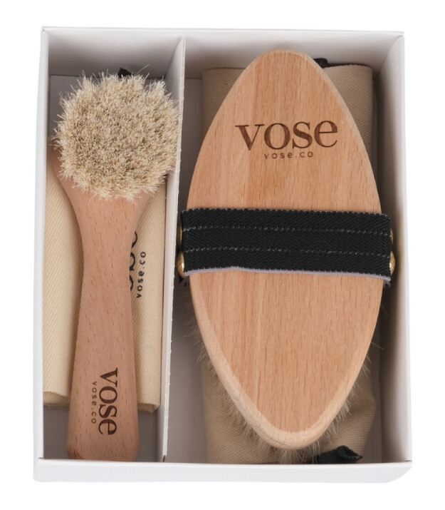 Vose Doğal At Kılı Fırça Set // Yüz Fırçası - Selülit (Black Rose)