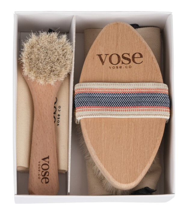 Vose Doğal At Kılı Fırça Set // Yüz Fırçası - Selülit (Magnolia)