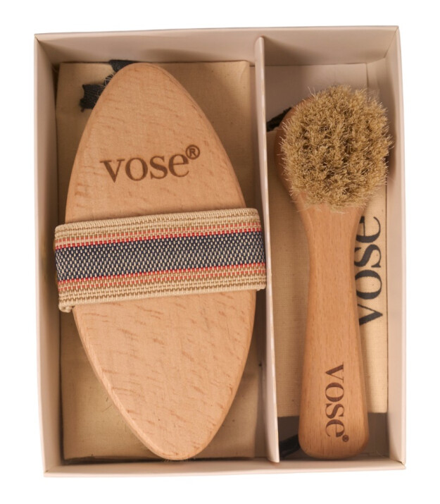 Vose Doğal At Kılı Fırça Set // Yüz Fırçası - Selülit (Magnolia)