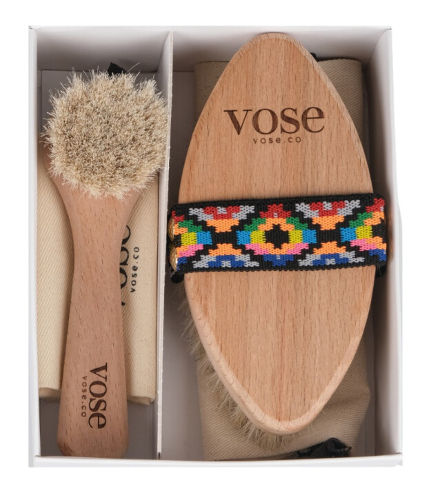 Vose Doğal At Kılı Fırça Set // Yüz Fırçası - Selülit (Tulip)