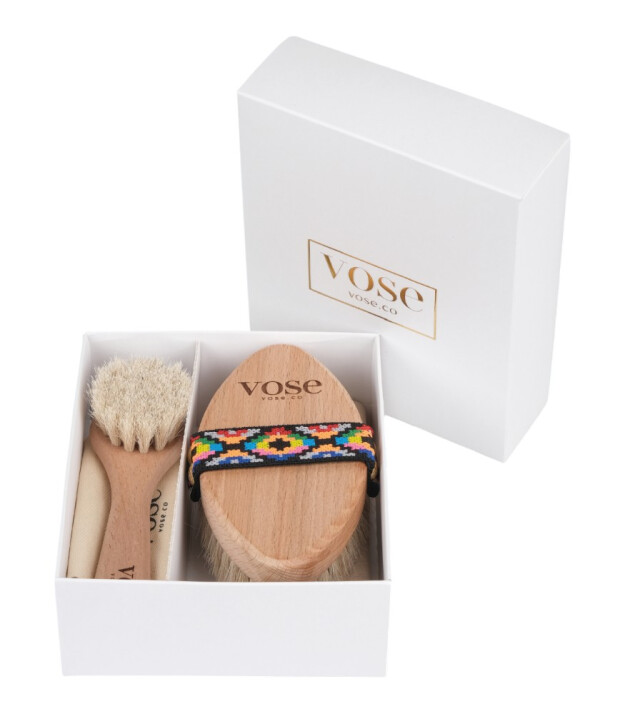 Vose Doğal At Kılı Fırça Set // Yüz Fırçası - Selülit (Tulip)