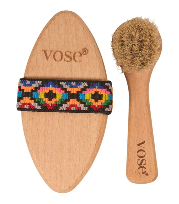 Vose Doğal At Kılı Fırça Set // Yüz Fırçası - Selülit (Tulip)