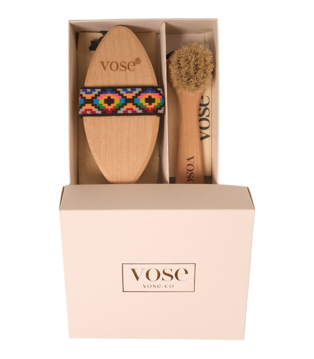 Vose Doğal At Kılı Fırça Set // Yüz Fırçası - Selülit (Tulip)