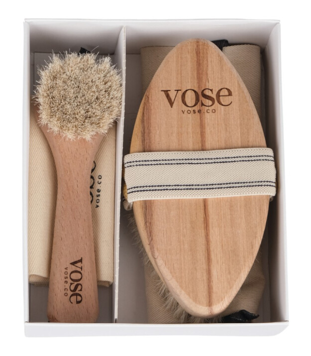 Vose Doğal At Kılı Fırça Set // Yüz Fırçası - Selülit (Vanilla)