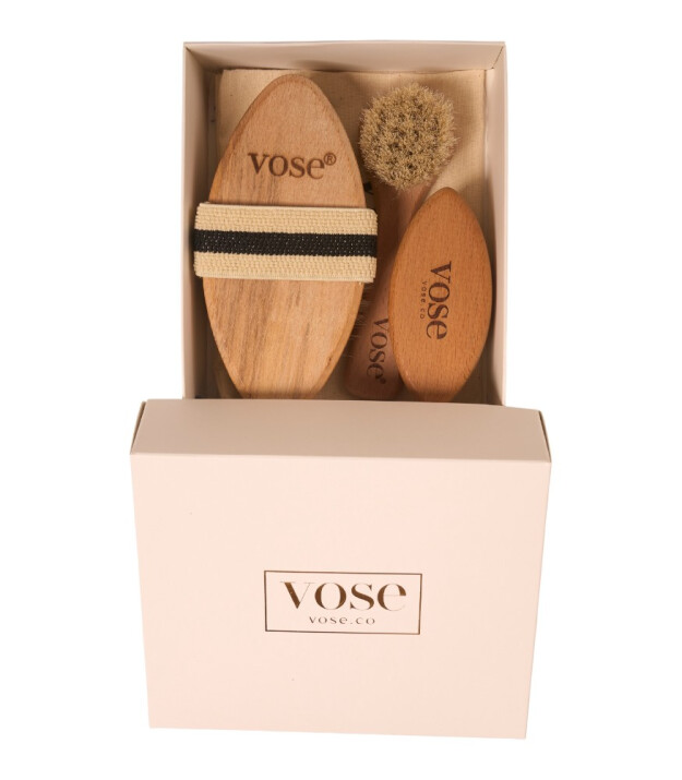 Vose Doğal At Kılı Fırça Set // Yüz Fırçası - Tırnak Fırçası - Selülit Fırçası (Lotus)
