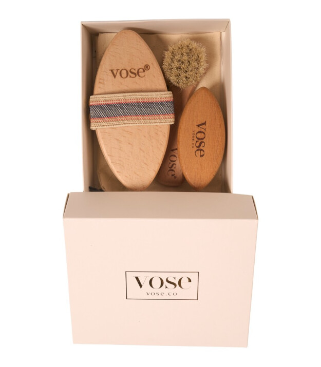 Vose Doğal At Kılı Fırça Set // Yüz Fırçası - Tırnak Fırçası - Selülit Fırçası (Magnolia)