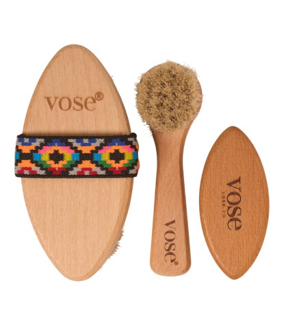 Vose Doğal At Kılı Fırça Set // Yüz Fırçası - Tırnak Fırçası - Selülit Fırçası (Tulip)