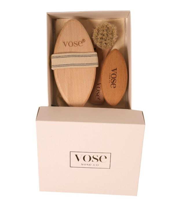 Vose Doğal At Kılı Fırça Set // Yüz Fırçası - Tırnak Fırçası - Selülit Fırçası (Vanilla)