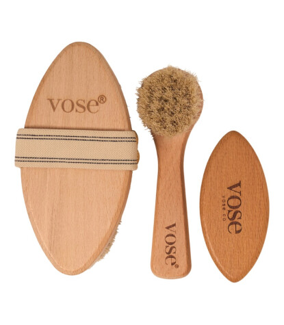 Vose Doğal At Kılı Fırça Set // Yüz Fırçası - Tırnak Fırçası - Selülit Fırçası (Vanilla)
